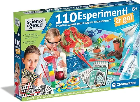 Clementoni- Bubble,Italy Lab-110 Go-Juego Científico 8 Años, Taller de Ciencias, Experimentos para Niños de Química, Física, Botánica, Made in, Color Italiano, Medium (19361)  