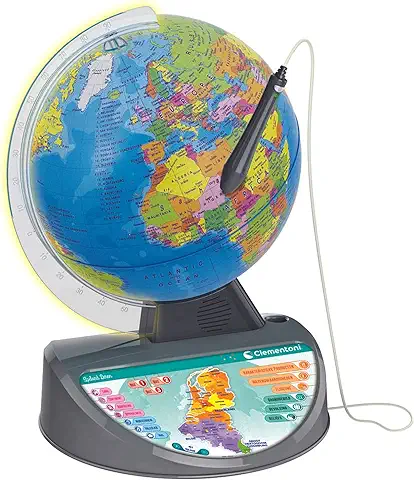 Clementoni Juego de Aprendizaje - Globo Interactivo, Mapa Mundi, Globo Educativo, Geografía de Aprendizaje, Decoración de Ventanas, Juego Educativo, 7-10 Años, 66965, Multicolor  