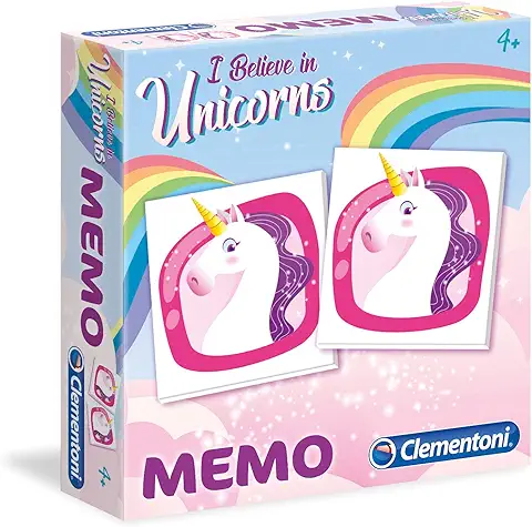 Clementoni - Memo Unicornios - Juego de Memoria Infantil a Partir de 4 Años (18031)  