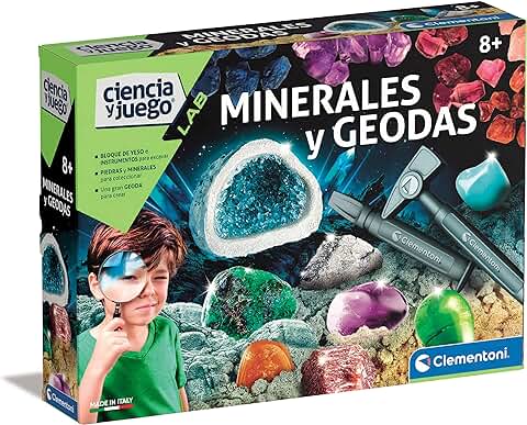 Clementoni, Minerales y Geodas, Juego Educativo de Ciencias, Taller Experimentos para Hacer Cristales y Minerales, Juguete Niños 8 Años, Juguete en Español (55488)  