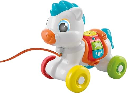 Clementoni-S7192048 Baby Pony-Un Arrastre de Unicornio, con Botones Interactivos Que Incluyen Canciones y Sonidos, para Favorecer el Desarrollo Motor-Juguete Bebé 6 Meses (17812), Multicolor  
