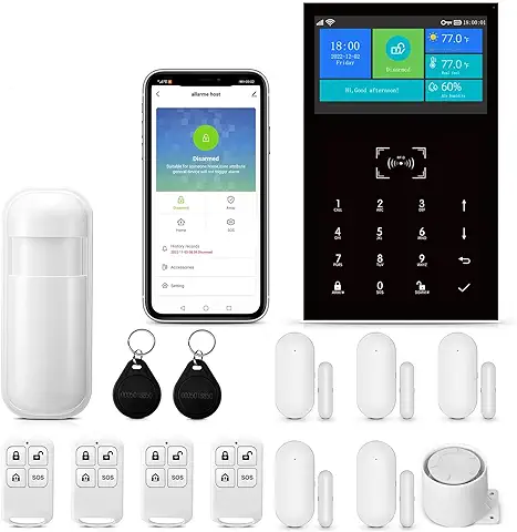 Clouree WiFi Sistema de Alarma para Sistema Doméstico, Sistema de Alarma 3G/4G para Seguridad de Toda la Casa, Kit de Alarma Inalámbrica para el Hogar  