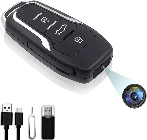 Cámara Espía para la Llave del Coche, 64GB Cámara Oculta de 1080P con Grabación de Vídeo y Audio, 8 Horas de Duración de la Batería, Detección De Movimiento, 64GB  