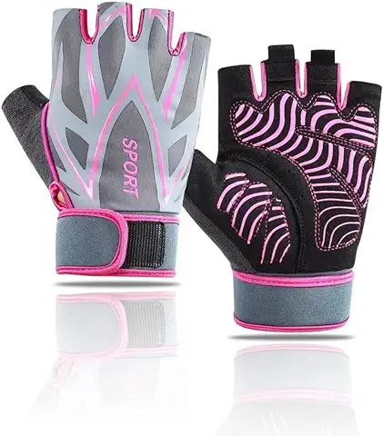 COAVEL Guantes Gym Mujer con Muñequera Integrada y Palma Acolchada, Especial Pesas, Crossfit, Dominadas, Fitness, Gimnasio, Ciclismo...  