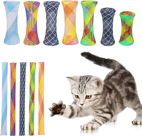 Cobee Juguete de Resorte de Tubo de Gato, 20 Piezas Juguete de Resorte de Gato Interactivo Juguete de Gato Colorido para Gatos de Interior Juguete de Juego de Gato Divertido para Gatito de Gato  