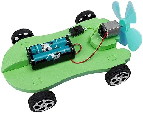 Coche de Energía Eólica, Montaje de Juguetes Educativos Divertidos Hechos a mano Kit de Experimentos de Ciencia Eléctrica para Niños  