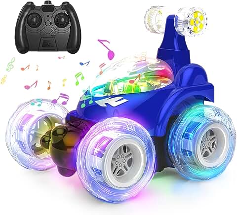 Coche Teledirigido para Niños, Coche Acrobático a Control Remoto con Rotación de 360 °, Coches Teledirigidos para Niñas y Niños con Vehículos Ligeros para Acrobacias, Camión, Coche, Juguete para Niños  