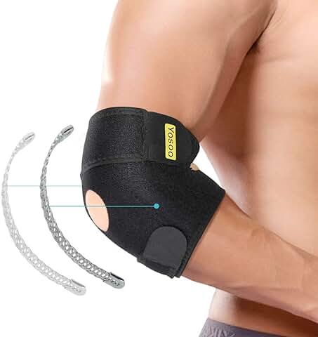 Codera Deportivas, Codera para Tendinitis Codo con Estabilizadores Dobles de Resortes, Codo Golf Ajustable, Codo Tenista, Compresión de Codo para Esguince Artritis, Codera para Epicondilitis  