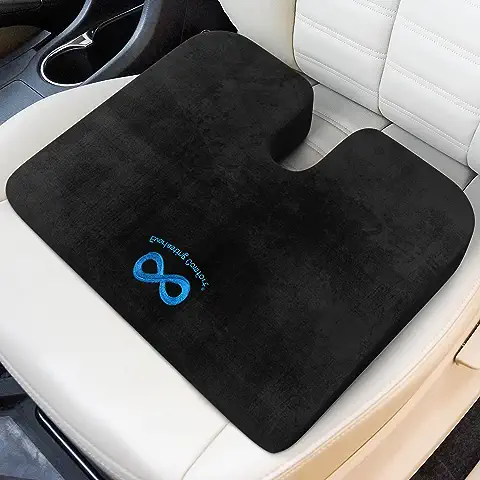 Cojín de Asiento Elevador para Coche y Camión Everlasting Comfort - Cojín de Espuma Viscoelástica con Memoria y Soporte Lumbar Silla de Oficina (Negro)  