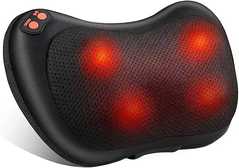 Cojín de Masaje Eléctrico Masajeador Almohada Masajeador Shiatsu con 3 Niveles de Tejidos para Cuello Hombros Espalda Piernas Pies Alivio del Dolor Muscular para Oficina Hogar