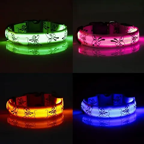 Collar Luminoso Perro con Iluminación Led Collar de Mascota con Luz Reflectante Tamaño Ajustable para Perros Pequeños Medianos Y Grandes Resistente Al Agua (L, ROSA)  