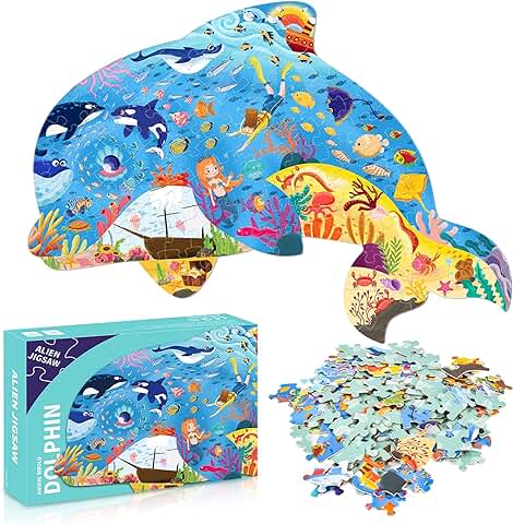 Colmanda Rompecabezas Niños, 108 Piezas Rompecabezas, Puzzle Creativo Ilustraciones de Rompecabezas Jigsaw Puzzle, Juegos de Rompecabezas para Adolescentes, Niño, Mayores, Juego Familiar (Delfines)  