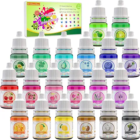 Colorante de Bomba de Baño, Líquido para Fabricación de Jabón - 20 Colores - para Kit de Suministros de Manualidades, DIY - 6ml Cada Uno  