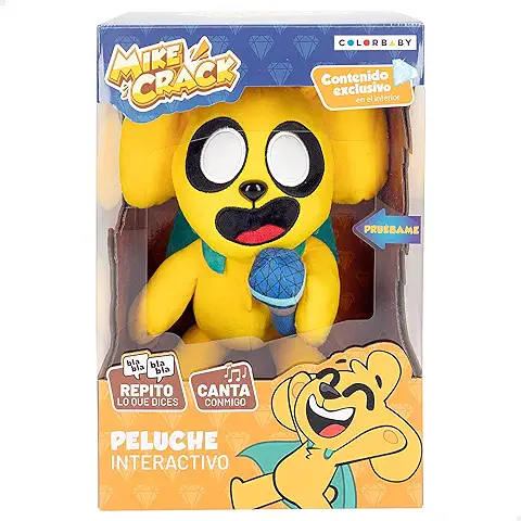 COLORBABY Mikecrack, Peluche Interactivo, Perro Mike, con Música, Grabación y Reproducción de Voz, Juguete Personaje Youtube, 29 cm, Canta Chocolate con Almendras, Repite lo Que Dices (85423)  