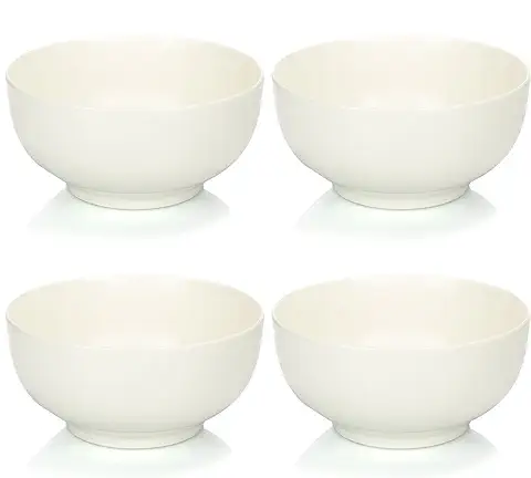 COM-FOUR® 4x Tazón de Porcelana - Tazón de Postre en un Diseño Moderno - Tazón para Postre, Bocadillos, Cereal o Helado (4 Piezas - Blanco. sin Decoración)  