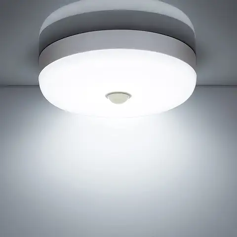 Combuh Plafones LED con Sensor de Movimiento，15w 1500LM 6500K Blanco Frío Redondo Lampara de Techo con Detector, Impermeabl IP56 Luz LED para Habitacion Balcón Pasillo Salon Cocina Baño Garaje  