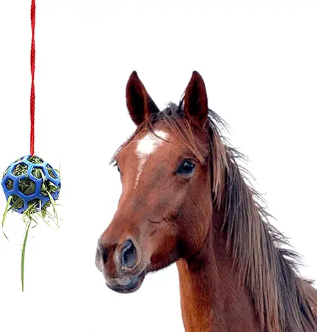 Comedero Caballos Colgar Azul, Darry Juguete Alimentador de Cabra, Comedero Caballos Colgado, Alimentación Caballos Bola, Bola Alimentación Mascotas, para el Establo de Caballos Aliviar el Estrés  