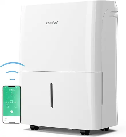 Comfee Deshumidificador Silencioso 16l/día, WIFI Eléctrico para la Habitaciones y Baño de Hasta 32㎡o 80m³, APP Control, 3 Modos, con Depósito de 3L, Blanco,MDDF-16DEN7 WF  