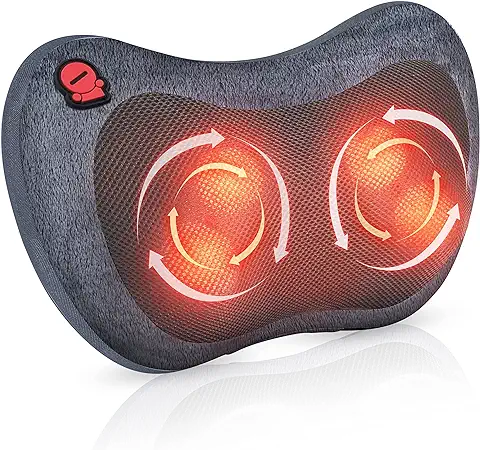 Comfier Shiatsu Masajeador de Cuello, Almohada de Masaje con Calor para Cuello, Hombro , Masajeador de Espalda con Rotación 3D, Regalos para Hombres/Mujeres/Mamá/Papá  