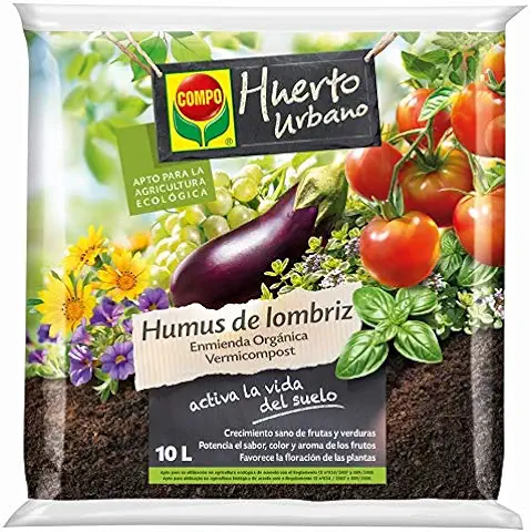 COMPO Bio Huerto Urbano Humus Sólido, Enmienda Orgánica Vermicompost, Crecimiento sano de Frutas y Verduras, Apto para la Agricultura Ecológica, 10L  