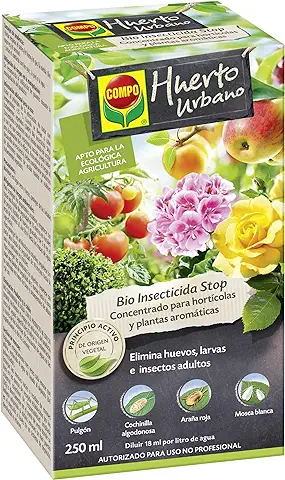 COMPO Bio Insecticida Stop Concentrado para Hortícolas y Plantas Aromáticas, Apto para Agricultura Ecológica, Control de Plagas en Hortalizas y Plantas Aromáticas, 250 ml  