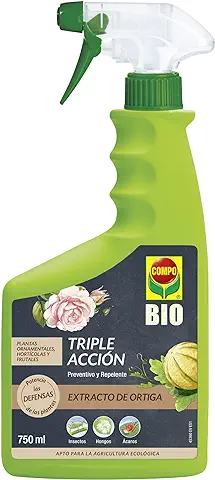 COMPO BIO Triple Acción, Protección Contra Insectos, Hongos y Ácaros, Para Plantas Ornamentales, Hortícolas y Frutales, Envase Pulverizador, 750 ml  