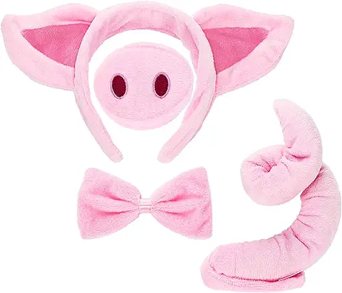 Conjunto de Traje Cerdo Orejas Cerdo Nariz Cola y Pajarita Cerdo Rosa Kit de Disfraces de Disfraces Accesorios para Niños  