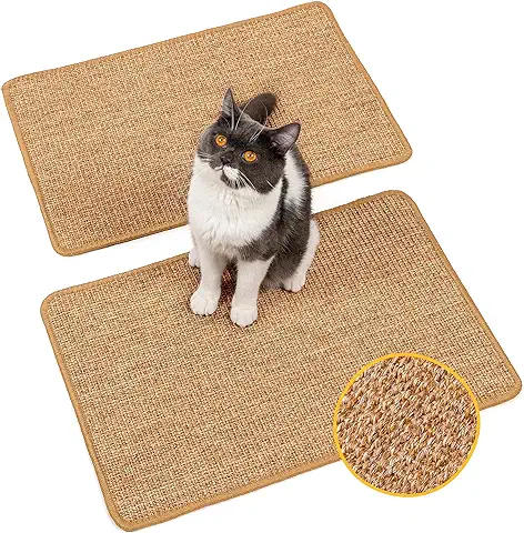 Conlun Alfombra Rascador para Gatos,Arranhador para Gatos de Sisal Natural,Horizontal Alfombrilla Rascador Pared Gato,Protector Sofa Gatos Arañazo,Protege Muebles y Esquina(60x40cm)  