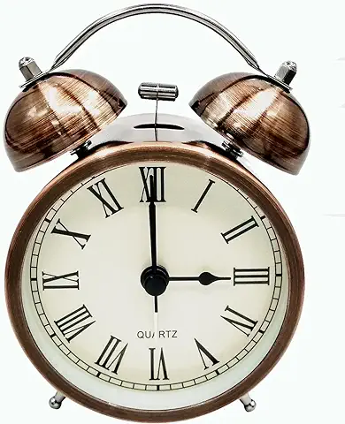 COOJA Vintage Reloj Despertador de Doble Campana con Sonido Fuerte, Alarma Despertador sin Tic TAC Silencioso Analogico Despertadores de Viaje para Infantil Juvenil Niña (3 Pulgadas)  
