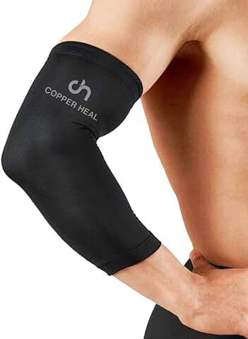 COPPER HEAL Funda de Compresión de Cobre de Codo Manga Codo Recuperación Médica Contenido más alta Infundida Codera Soporte Rígido Dolor Músculos Articulaciones Tendonitis Brazo Canasta Tenis (L)  