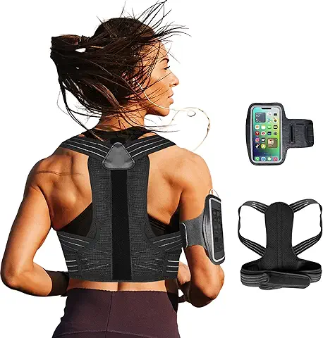 Corrector de Postura con Brazalete Deportivo para Mujer y Hombre, Soporte Postural Ergonómico, Corrector De Espalda Ajustable y Transpirable para El Alivio del Dolor Cervical Lumbar y de Hombros  