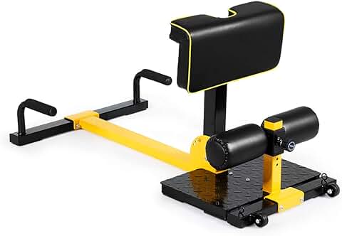 COSTWAY 8 en 1 Máquina para Sentadillas Profundas Altura Ajustable Ejercicios Multifuncional para Gimnasio Hogar Carga Hasta 120kg Amarillo y Negro  