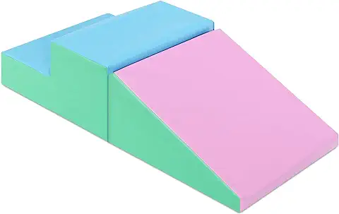 COSTWAY Juego de 2 Piezas Bloques Suaves Grandes Actividad para Escalar y Gatear Juguetes Educativos para Niños (Rosa y Verde)  