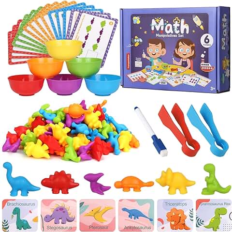 Counting Animales Clasificación Juego de Juguetes, 102 Piezas Contando Dinosaurio Colores Coordinados Clasificación Tazas Montessori y Contando, Juguetes Regalo para Niños Chicas para 3 4 5+ Años (B)  