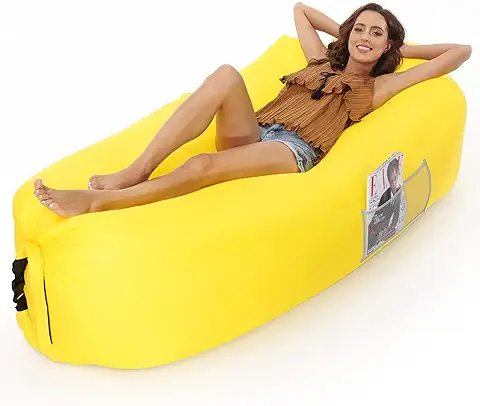 Covacure Sofá Inflable, Sofá de Aire, 185 x 90 x 45 cm, Tumbona de Aire, Compacta, Resistente al Agua, Portátil, Gadget para Playa, Exterior, Camping, Senderismo, Pícnic  