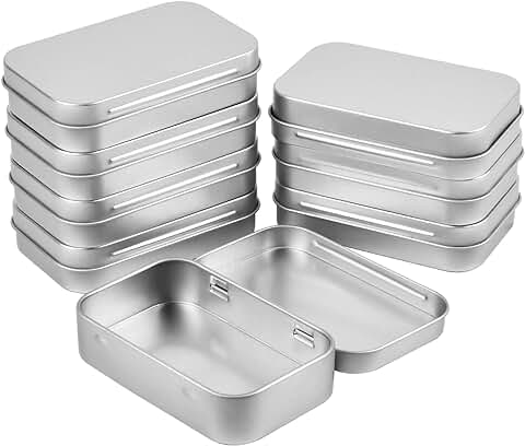 Cozlly 8 Piezas Cajas de Metal Rectangulares Vacías con Bisagras,Cajas Rectangulares de Metal,Recipiente de Almacenamiento con Tapa,Para Guardar Objetos Pequeños,Caramelos(Plateado)  