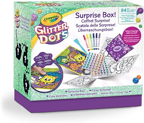 Crayola - Glitter Dots, Caja de Sorpresas, para Crear y Decorar con Purpurina Modelable, Actividad Creativa e Idea Regalo, 04-1088  