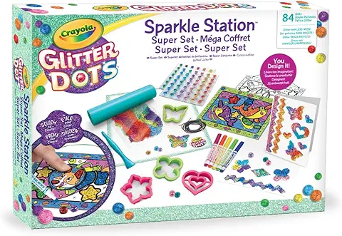 CRAYOLA Glitter Dots - Sparkle Station Super Set, para Crear y Decorar con Purpurina Modelable, Actividad Creativa e Idea de Regalo, 04-1085