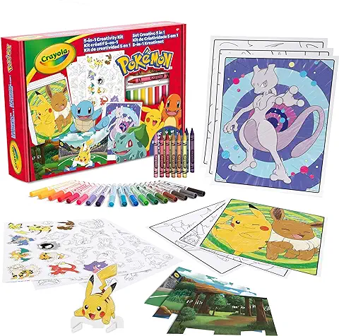 CRAYOLA - Set Creativo Pokémon 5 en 1, con Páginas para Colorear, Rotuladores, Crayones, Pegatinas, 60 Piezas, Regalo para Niños y Niñas, a Partir de 4 Años - 04-2924  