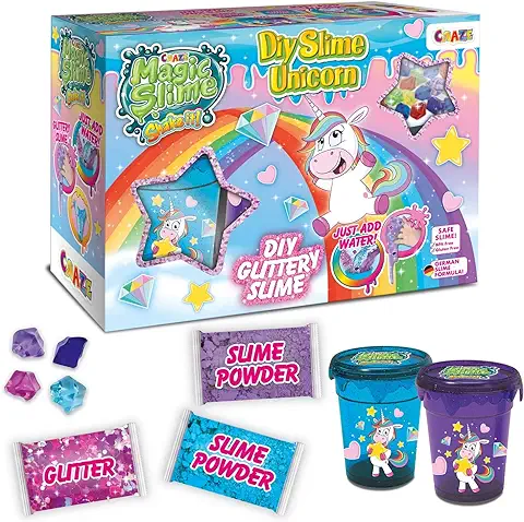 CRAZE Magic Slime, Kit para Hacer Slime de Unicorn, Slime para Niños con Accesorios y Purpurina, Sin Residuos, Fácil de Limpiar  