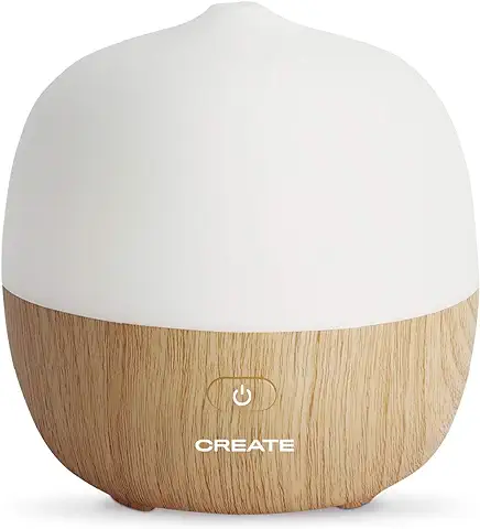 CREATE/Aroma Studio/Difusor de Aromas y Humidificador Madera Natural/Emite Vapor Frio con Propiedades Humectantes y de Aromaterapia, 7 Colores de Luces LED Programables, 120ml, 5W  