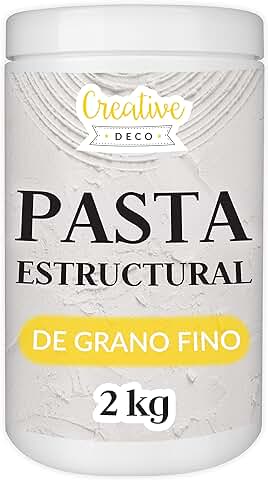 Creative DECO Pasta Estructural de Grano Fino 2 kg | Pasta Blanca para Proyectos Artísticos para Pintura Acrílica | Fácil de Usar con Espátula para Crear Efectos 3D, Estructuras, Texturas  