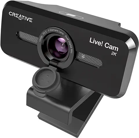 CREATIVE Live! CAM Sync V3 Cámara Web USB 2K QHD con Zoom Digital 4X y Micrófonos, 1080p HD, Campo de Visión de Hasta 95°, Lente de Privacidad, para PC y Mac  