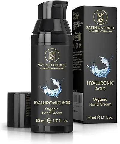 Crema de Manos Orgánica con Acido Hialuronico y Aloe Vera Satin Naturel 50ml - Crema Hidratante para Manos Secas - Crema Despigmentante - Regalo para Mujeres y Hombres - Crema de Manos  