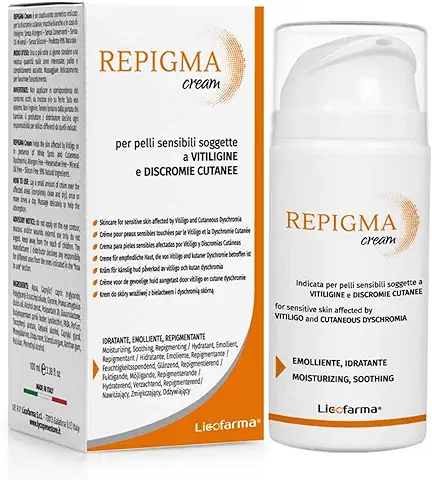 Crema Repigma Crema útil en caso de Pieles con Vitíligo, Manchas Blancas y Discromías. 95% Ingredientes Naturales  