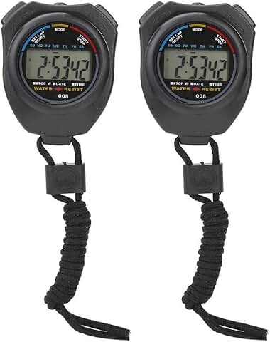 Cronómetro Digital Deportivo, 2 Piezas, Cronómetro Digital Multifuncional, Temporizador de Mano con Pantalla LCD y Brújula para Correr/Correr Entrenamiento Deportivo  