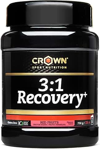 Crown Sport Nutrition 3:1 Recovery+ - Recuperador Muscular con Aislado de Proteína Whey. Rápida Asimilación y alto Contenido en Aminoácidos. (Frutos Rojos, Bote de 750g)  