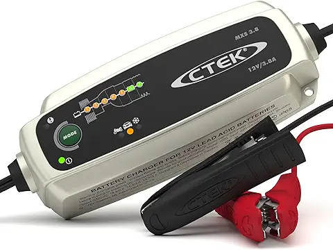 CTEK MXS 3, 8, Cargador Batería 12 V 3, 8 A, Cargador Inteligente Baterias, Mantenedor De Batería, Cargador De Batería, Desulfatador De Batería Con Mantenimiento De Flotación, Pulso, Plata  