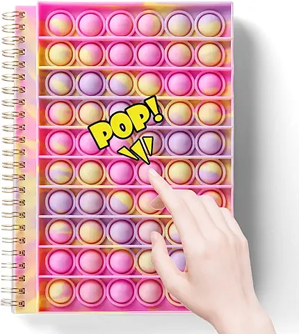 Cuaderno de Burbujas para Reventar, Cuaderno en Espiral, Juguetes Sensoriales para Aliviar el Estrés, Portátil para la Escuela, Oficina, Regalos para Niñas y Niños, Color rosa  