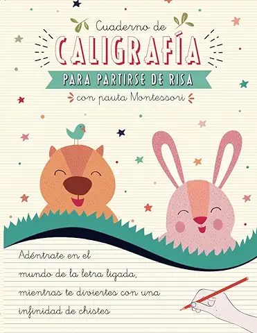 Cuaderno de Caligrafía para Partirse de Risa con Pauta Montessori: Libro Divertido con Chistes en Letra Ligada Escolar para Niños y Niñas de Primaria.  